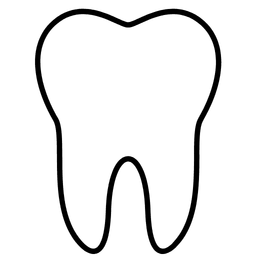 Schwarzes Umriss-Symbol eines Zahns auf transparentem Hintergrund.
